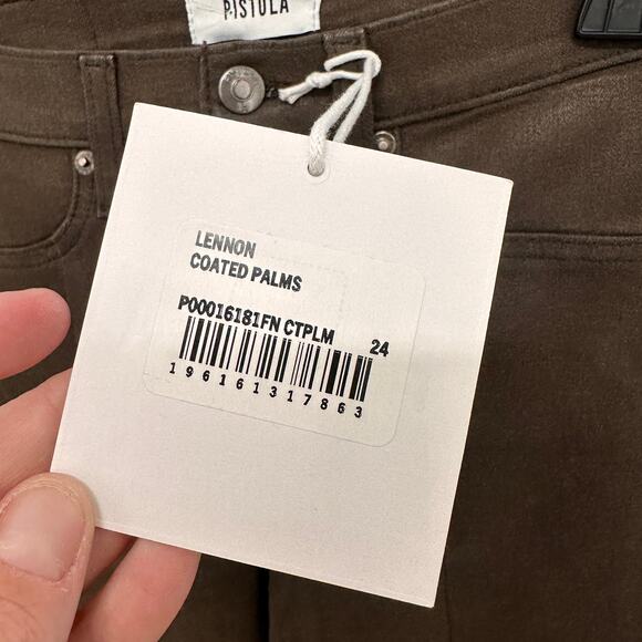 PISTOLA NWT Lennon High Rise Cropped Kick Flare Boot Jeans in Coated Palms // 24 - Picture 5 of 15